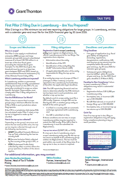 First Pillar 2 Filing Due in Luxembourg – Are You Prepared?