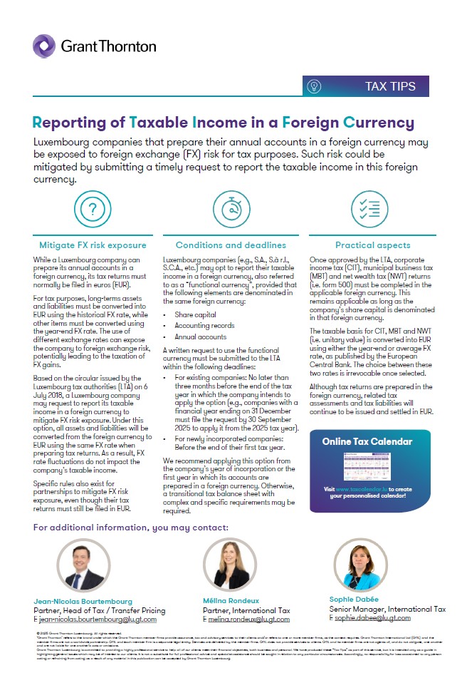 Reporting of Taxable Income in a Foreign Currency