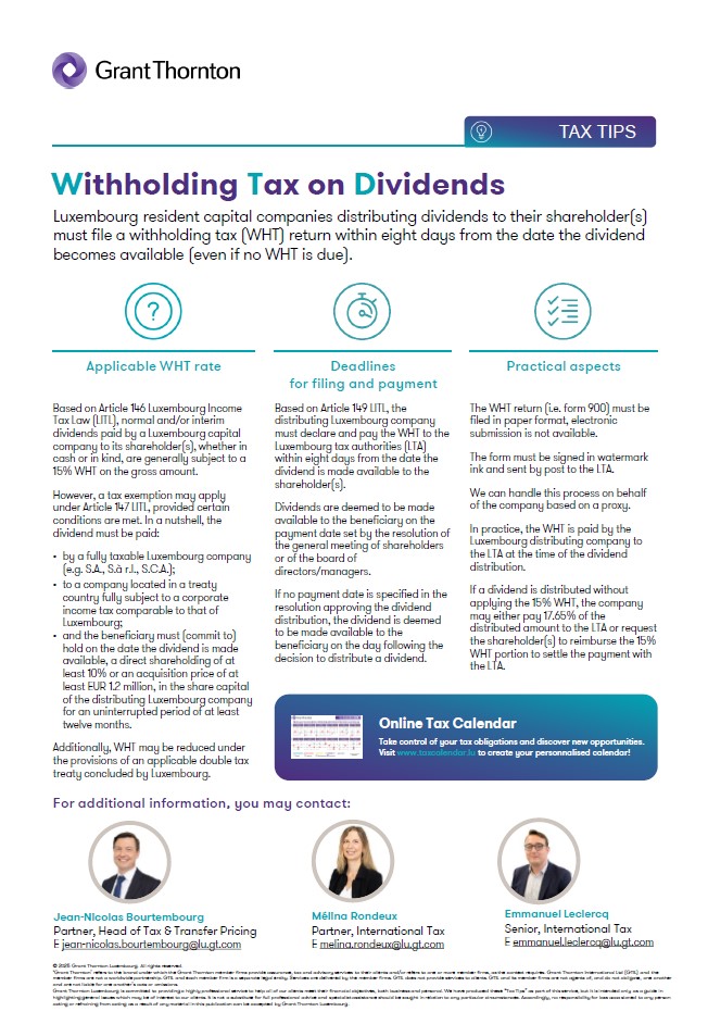 Withholding Tax on Dividends