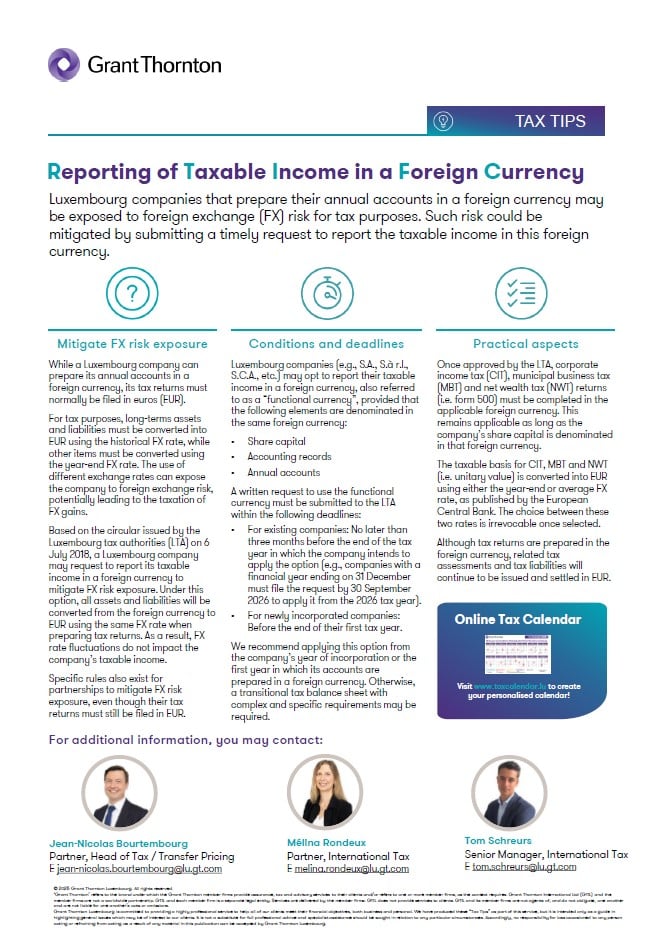 Reporting of Taxable Income in a Foreign Currency