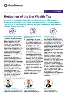 Tax Tips - Reduction of the Net Wealth Tax