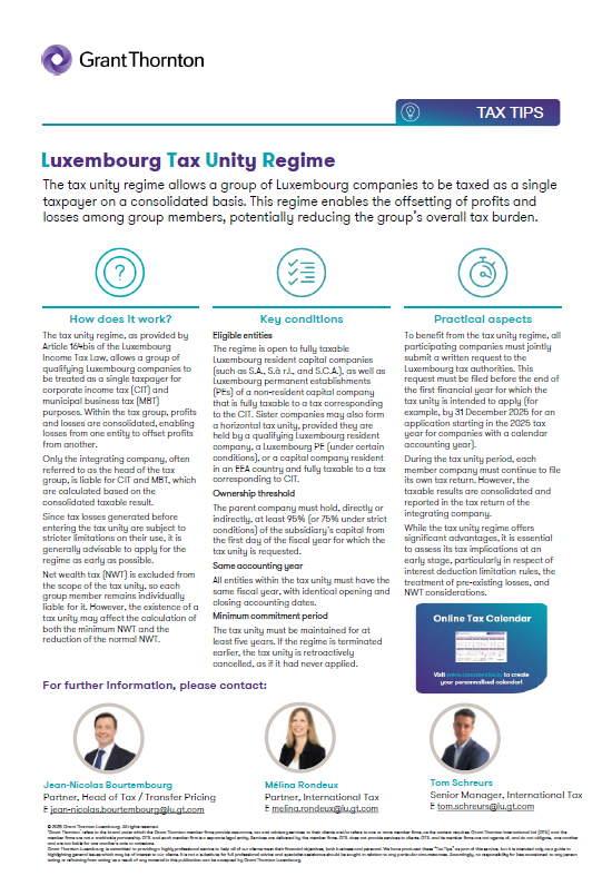 Luxembourg Tax Unity Regime